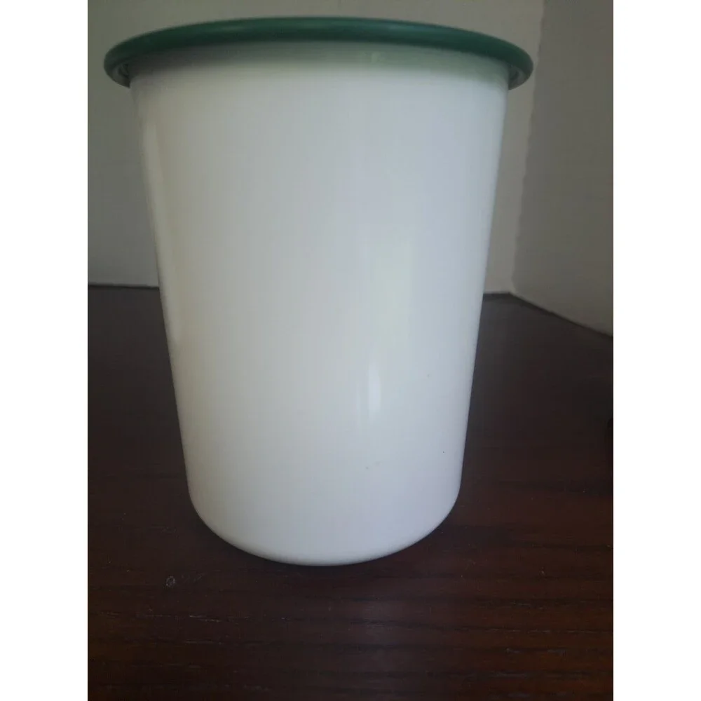 Vintage Tupperware One Touch Utensil Holder White With Hunter Green Trim 2422B-3